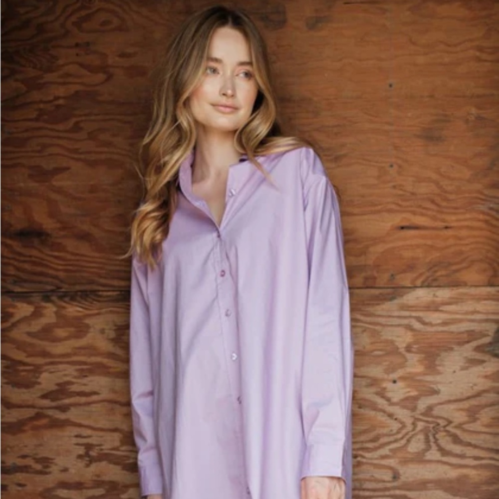 SIZE S AARON AND AMBER PURPLE OVERSIZED SHIRT LONG SLEEVED
